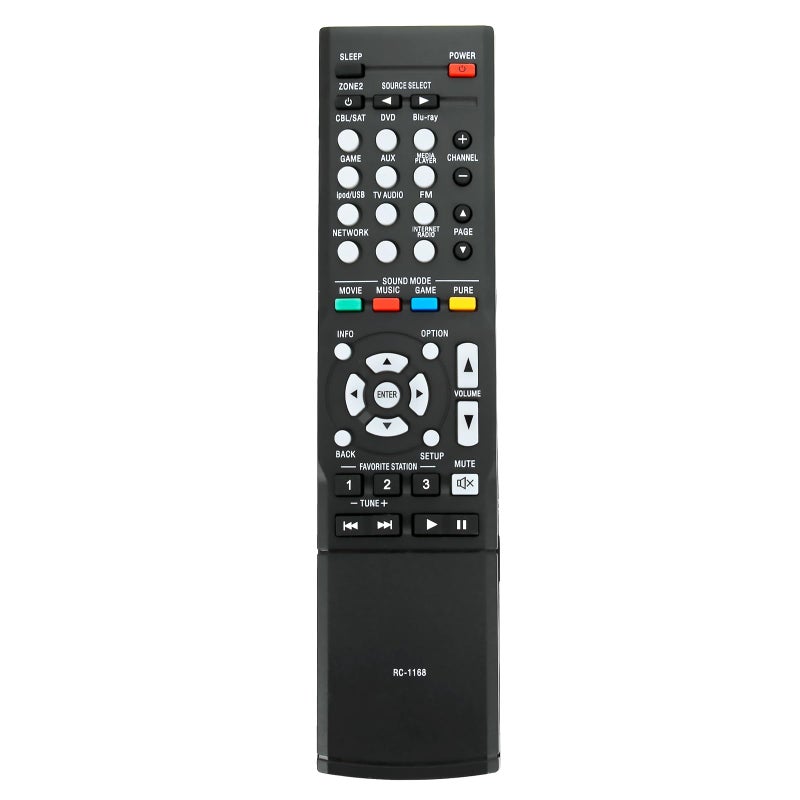 AULCMEET جهاز تحكم عن بُعد RC-1168 بديل متوافق مع جهاز استقبال Denon AV RC-1181 RC-1196 AVR-E300 AVR-E300P AVR-1612 AVR-1613 AVR-1713 AVR-E400 AVR-S710W AVR-X1100W AVR-S500BT RC-1170 RC-1183 RC-1157 RC-1156 - Image 1